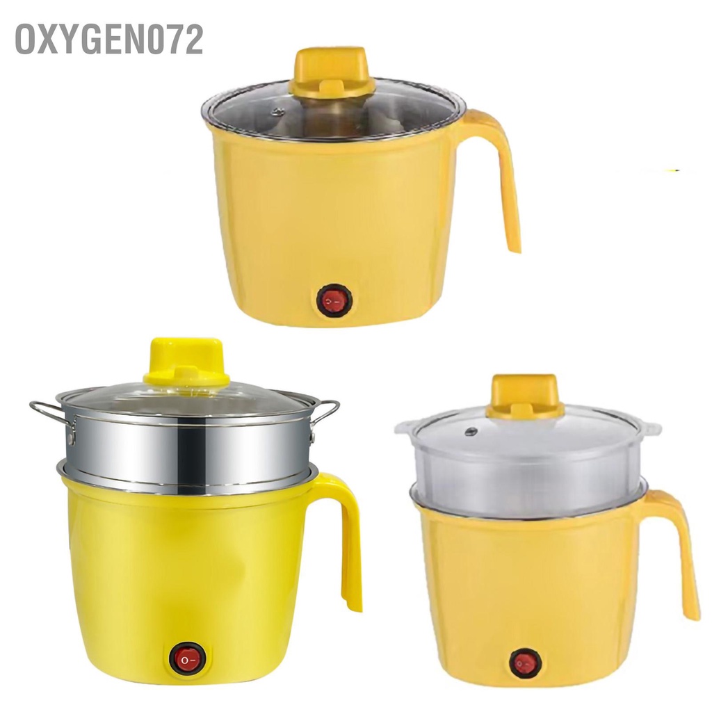 Oxygen072 Ca Nấu Mì, Nấu Cơm Đa Năng Có Tay Cầm 1,8L - Nồi Lẩu Điện Mini Kèm Giá Hấp,  bằng thép không gỉ Chống dính Bếp mini AC 220V 18cm
