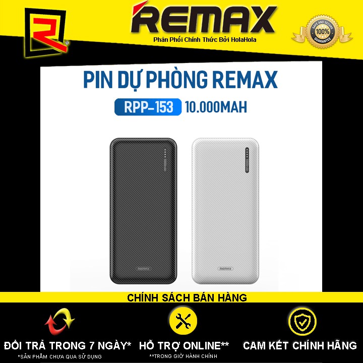 [Mã ELFLASH5 giảm 20K đơn 50K] Pin dự phòng Remax 10000mAh RPP-153 (Đen)