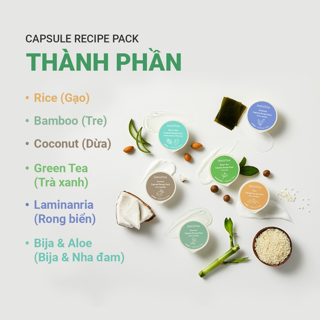 Mặt nạ rửa dạng hủ từ Bija & cây trà innisfree Capsule Recipe Pack Bija & Tea Tree 10ml