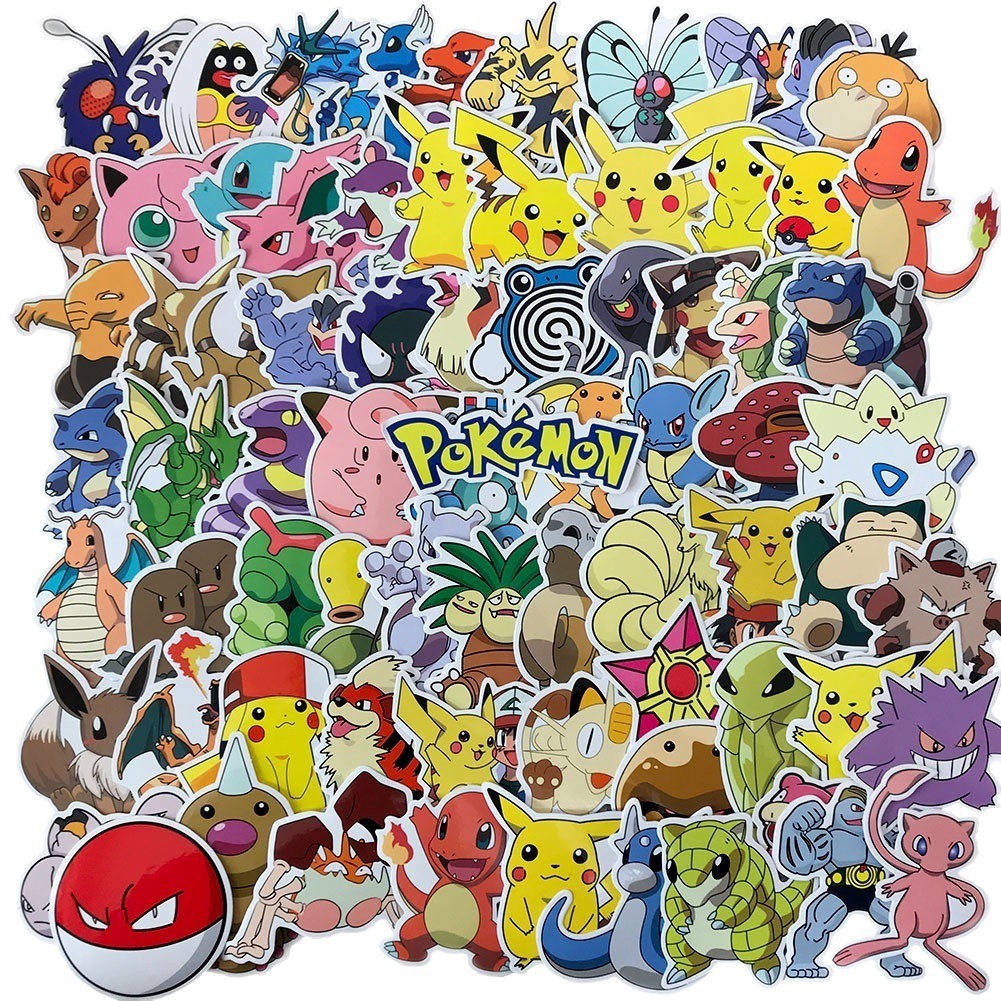 Y&P| Bộ 80 nhãn dán họa tiết hoạt hình Pokemon