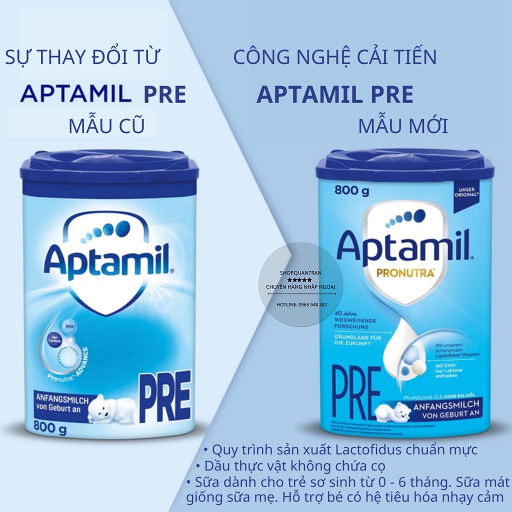 Sữa Aptamil Đức Pre,1,2,3 (Date 2023 Mẫu Mới) Hộp 800g Chính Hãng Giá Tốt