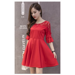 ( XẢ KHO ) Đầm (Váy) Bầu Xòe Đỏ