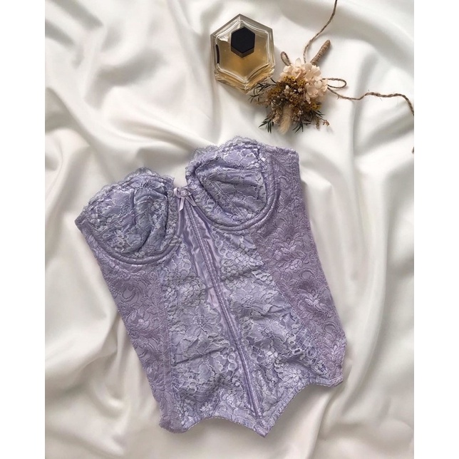 Áo corset ren tím pastel 2hand