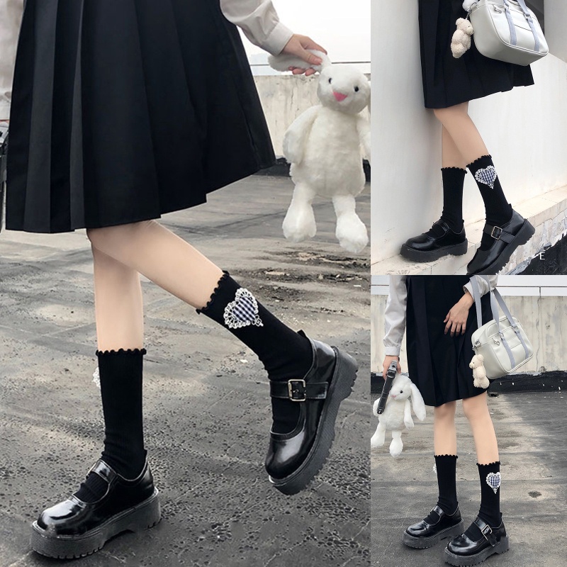 Xixi Vớ Cotton In Họa Tiết Trái Tim 3D Phối Ren Phong Cách Nhật Hàn Xinh Xắn Cho Nữ