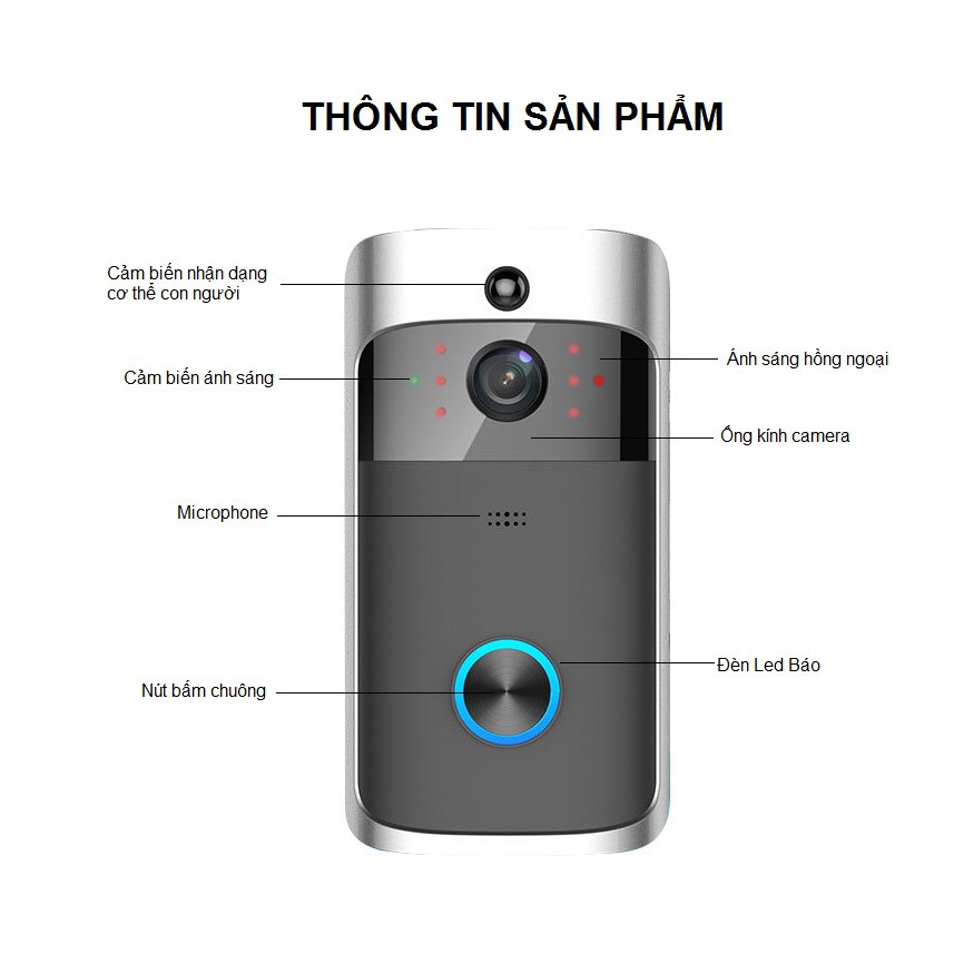 Chuông Cửa Thông Minh Không Dây WIFi Cao Cấp Doorbell 720P