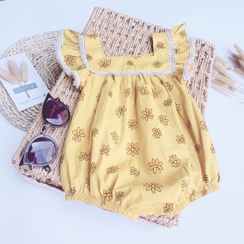 Bodysuit hoa cúc chất thô cho bé sơ sinh đến 1 tuổi Royalkids