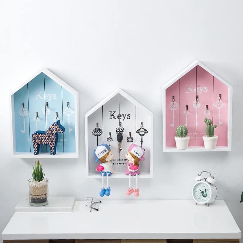 Kệ Móc chìa khoá full gỗ vintage kích thước lớn TẶNG kèm đinh decor không cần khoan tường