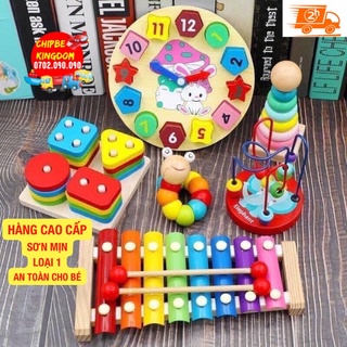 [sỉ] Combo 6 món đồ chơi gỗ cho bé thông minh, phát triển trí tuệ tư duy cho bé từ 1 - 6 tuổi