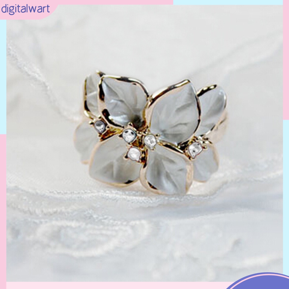 Nhẫn hợp kim hình hoa đính đá xinh xắn