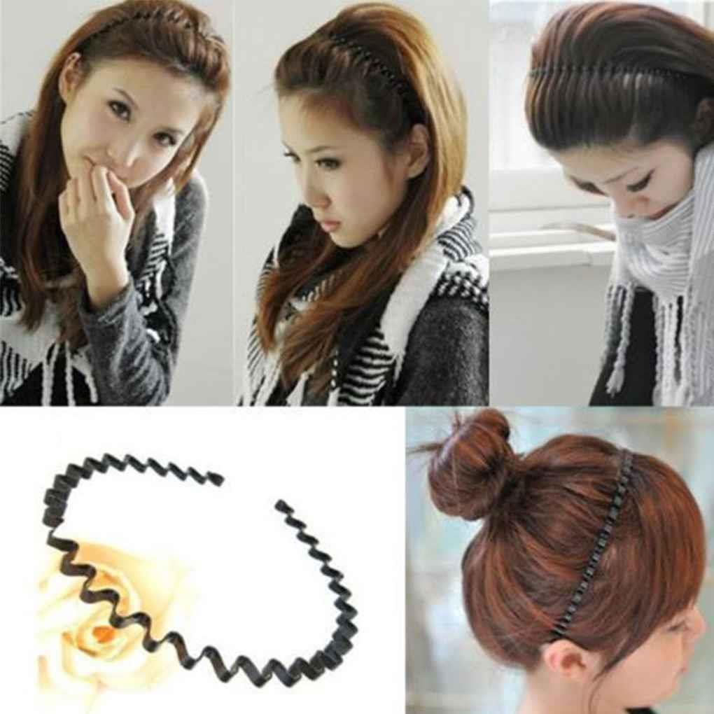 Băng Đô Cài Tóc Đen Gợn Sóng Dùng Rửa Mặt / Rửa Mặt Thời Trang Thể Thao Unisex