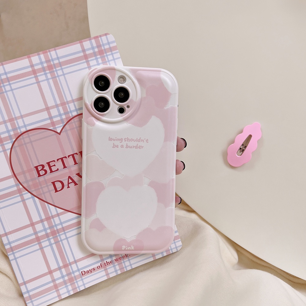 ốp iphone Trái tim màu hồng TPu Silicone Case Điện thoại iPhone 11 Pro Max X Xr Xs 7 8 14 Plus Se 2020 12 pro max 13 mini