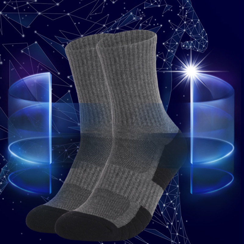 Vớ Thể Thao Cổ Cao Trung Bình Dày Dặn Thấm Hút Mồ Hôi Phù Hợp Cho Leo Núi/Đi Bộ Đường Dài