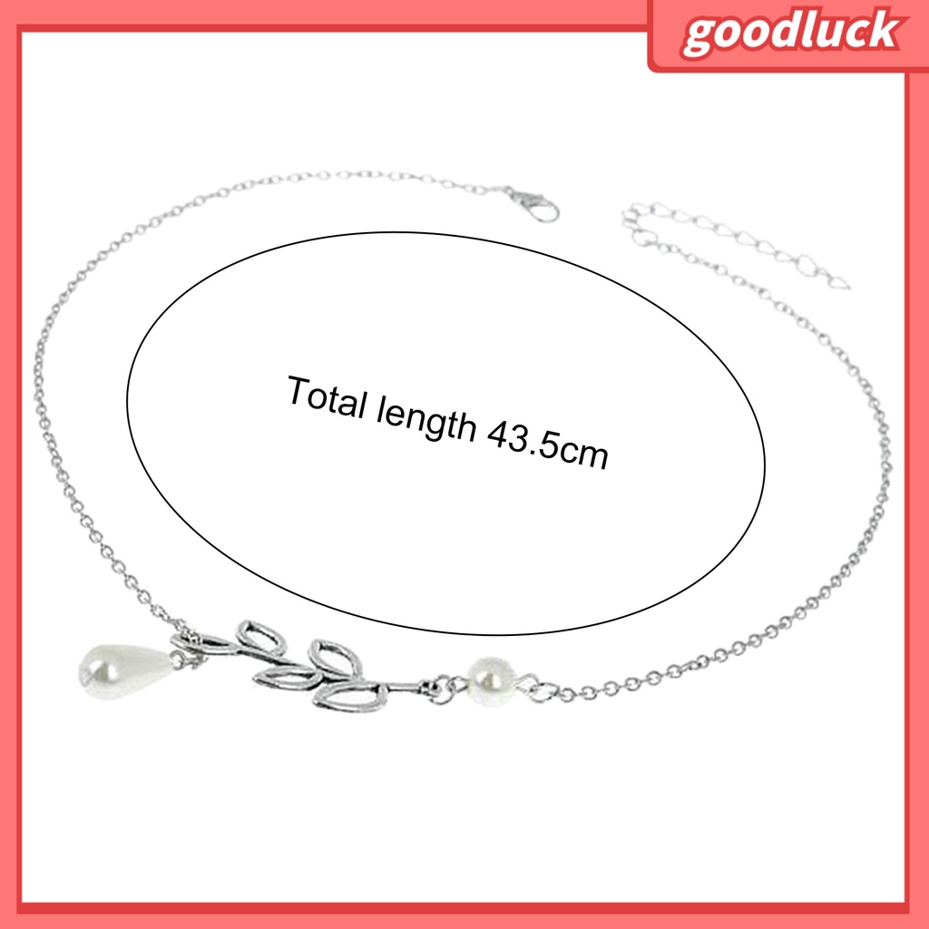 Dây Chuyền Mặt Chiếc Lá Đính Ngọc Trai Nhân Tạo Cho Nữ