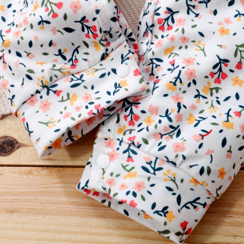 Áo liền quần MIKRDOO hoạ tiết bông hoa dễ thương thời trang cho bé sơ sinh 0-18 tháng tuổi