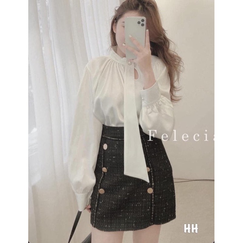 sơ mi lụa bèo cổ
