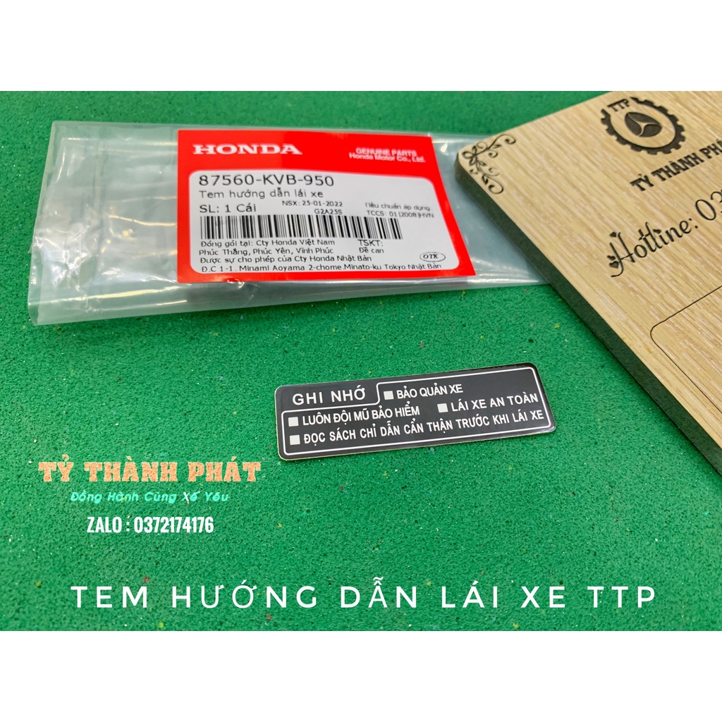 Tem Hướng Dẫn Lái Xe zin honda