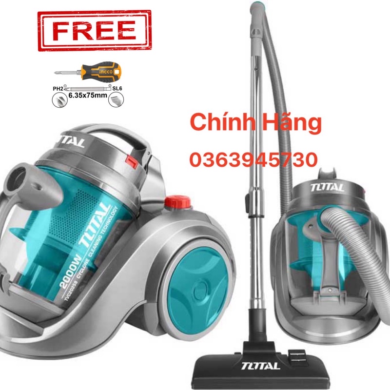 TOTAL Máy Hút Bụi Cầm Tay 2.5L 2000W TVC20258 (Cam kết Chính Hãng 100%)