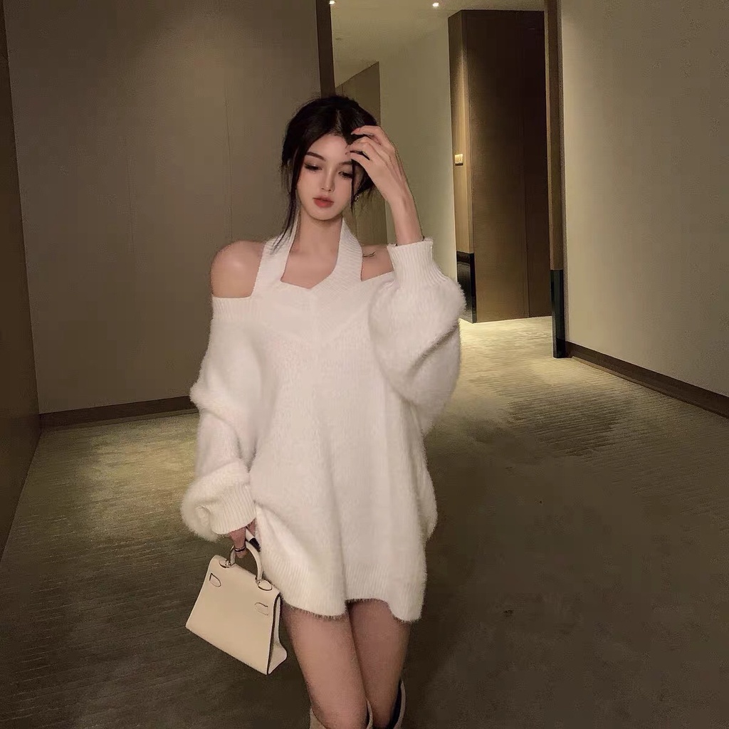 Áo len cổ cao khoét vai Ulzzang