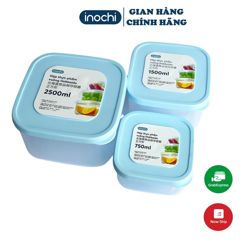 [6 size] Hộp Thực Phẩm INOCHI Nhựa Không Mùi - Hộp Quay Đồ Ăn Nhanh Trong Lò Vi Sóng Hình Vuông