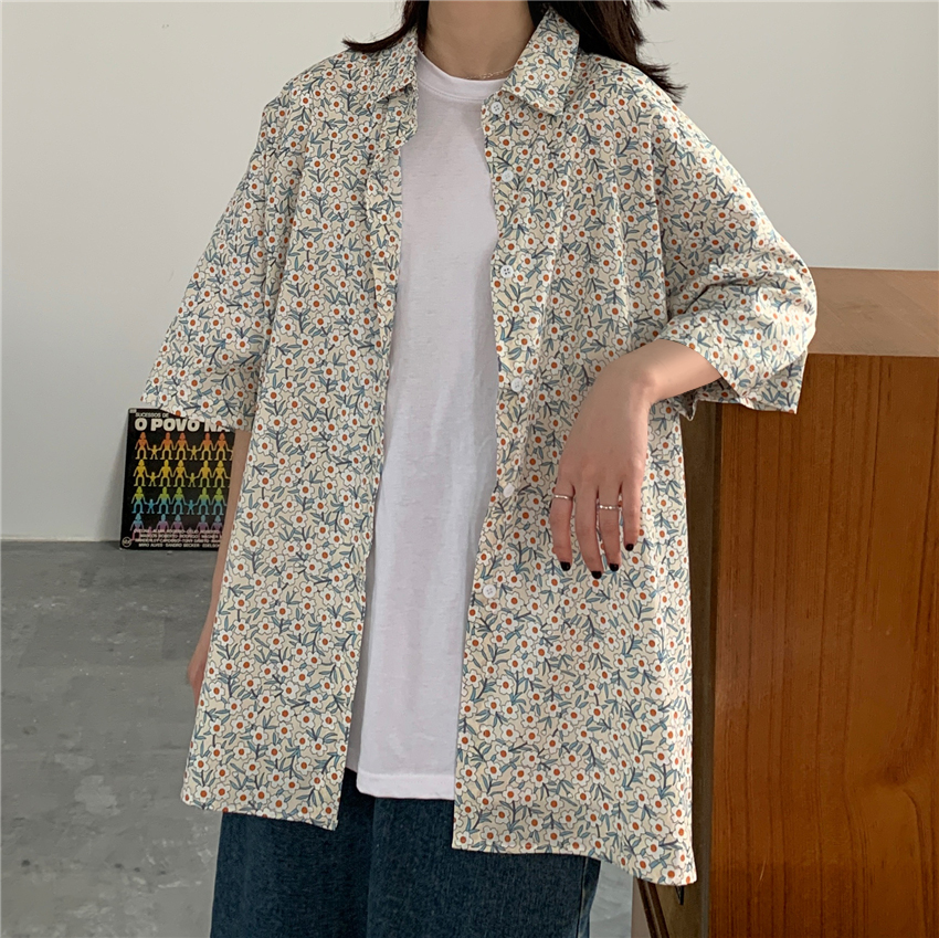 Áo Sơ Mi Hoa Tay Ngắn Thời Trang Dành Cho Nữ