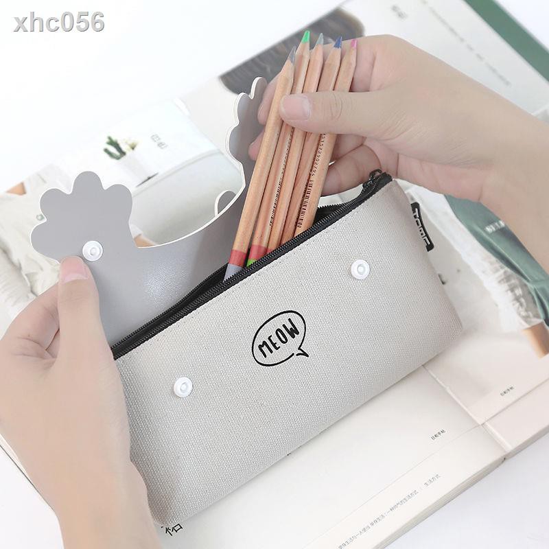 Dễ Thương Túi Đựng Bút Bằng Vải Canvas Thiết Kế Hình Mèo Thái Cực Quyền Phong Cách Hàn Quốc Giản Dị Dành Cho Học Sinh