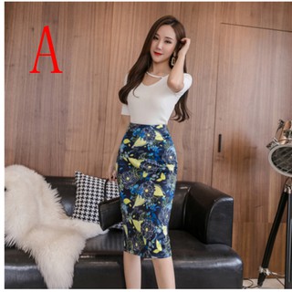Chân Váy Bút Chì Lưng Cao Họa Tiết Kẻ Sọc Thời Trang Công Sở Thanh Lịch Cho Nữ