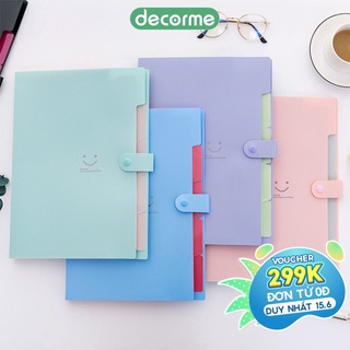 Kẹp tài liệu nhiều ngăn DecorMe Smile kẹp đựng tài liệu 5 ngăn A4 Muji văn phòng phẩm