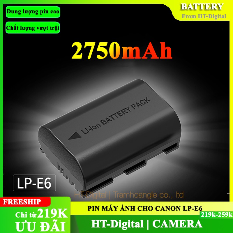 Pin Máy Ảnh Canon LP-E6 2750mAh Cho Canon 60D, 70D, 6D, 7D, 5D MARK II, 5D MARK III, 7D II