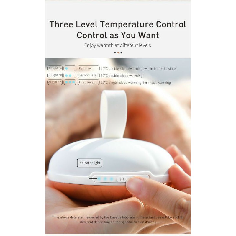 Máy Sưởi Ấm Bàn Tay Baseus Chạy Bằng Điện Thiết Kế Sạc USB.