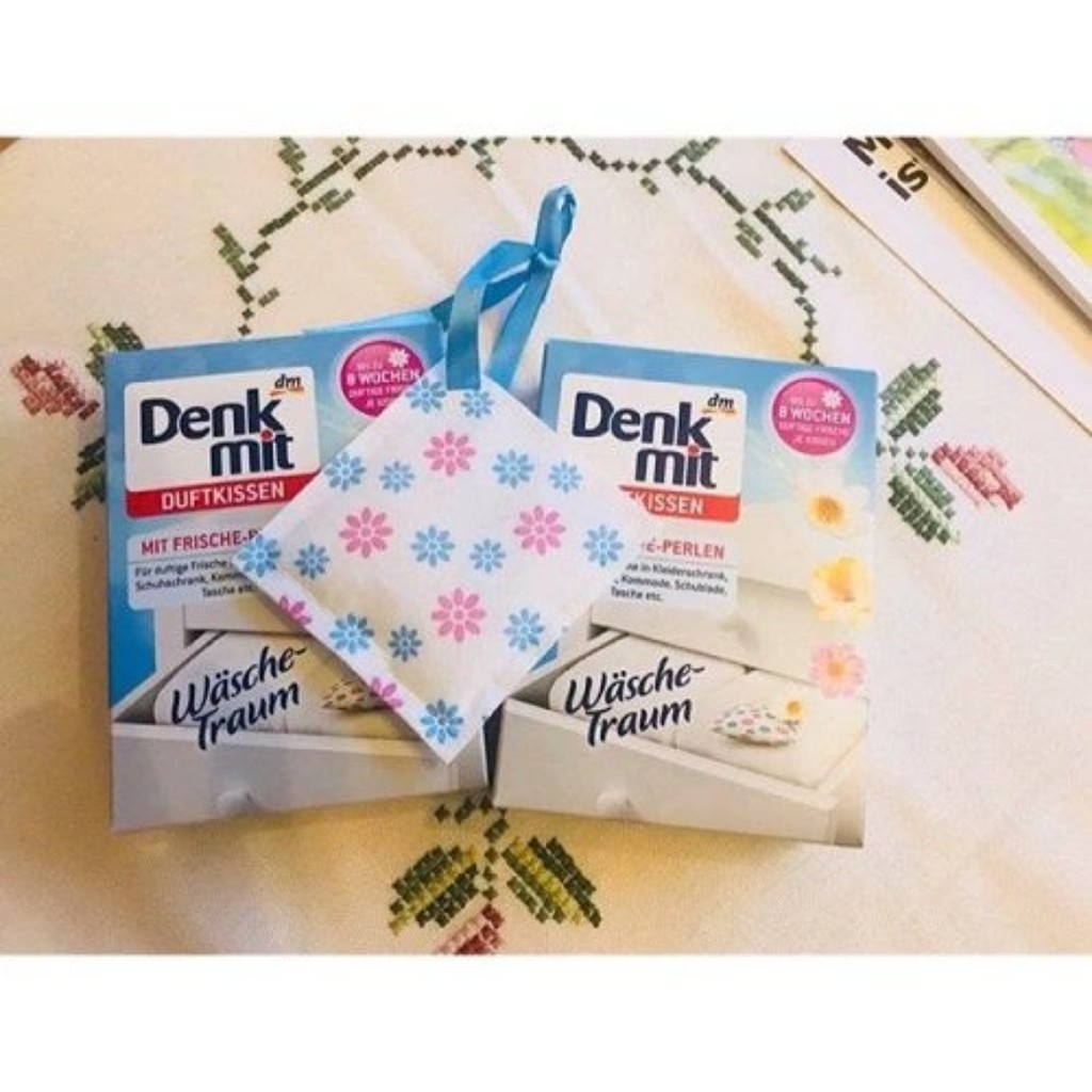 Túi thơm Denkmit treo tủ quần áo, treo phòng, nhà tắm - Hộp 4 túi. Thơm dịu, lưu hương lâu. [Hàng Đức]