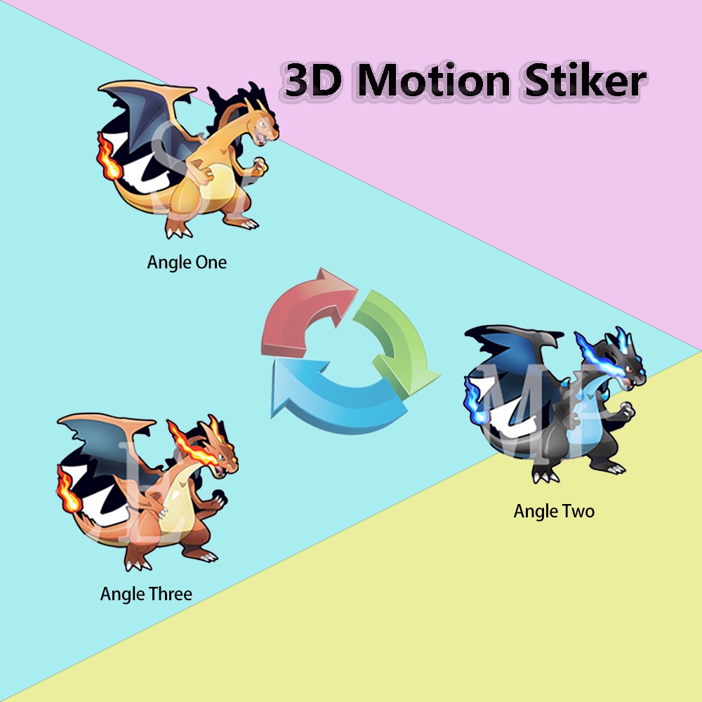Miếng Dán Hình Pokemon X and Y charizard 3D Tự Dính Chống Thấm Nước Trang Trí Xe Hơi Tủ Lạnh