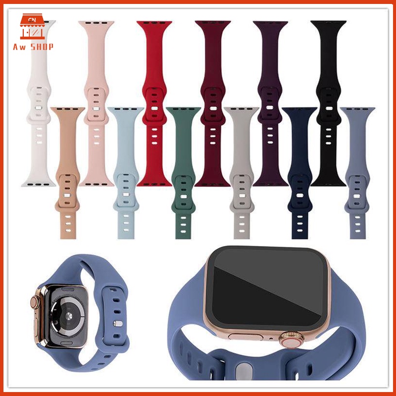 Dây Đeo Silicone Mỏng Cho Đồng Hồ Thông Minh Apple Watch 45mm 41mm 44mm 40mm 42mm series 5 4 SE 6 7