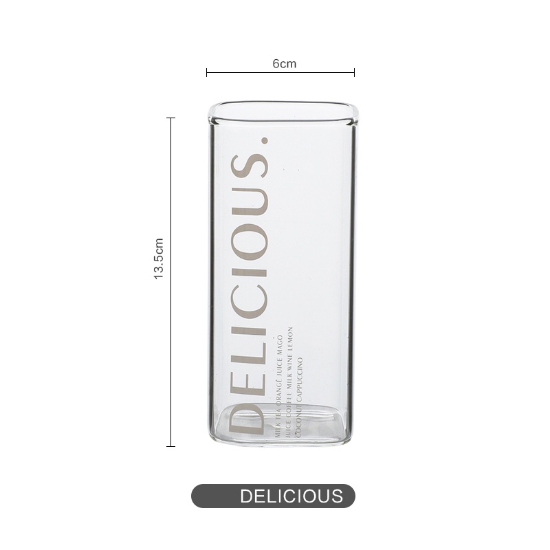 Cốc thuỷ tinh, ly thuỷ tinh dáng vuông Delicious, 2 kiểu dáng cao cấp hiện đại