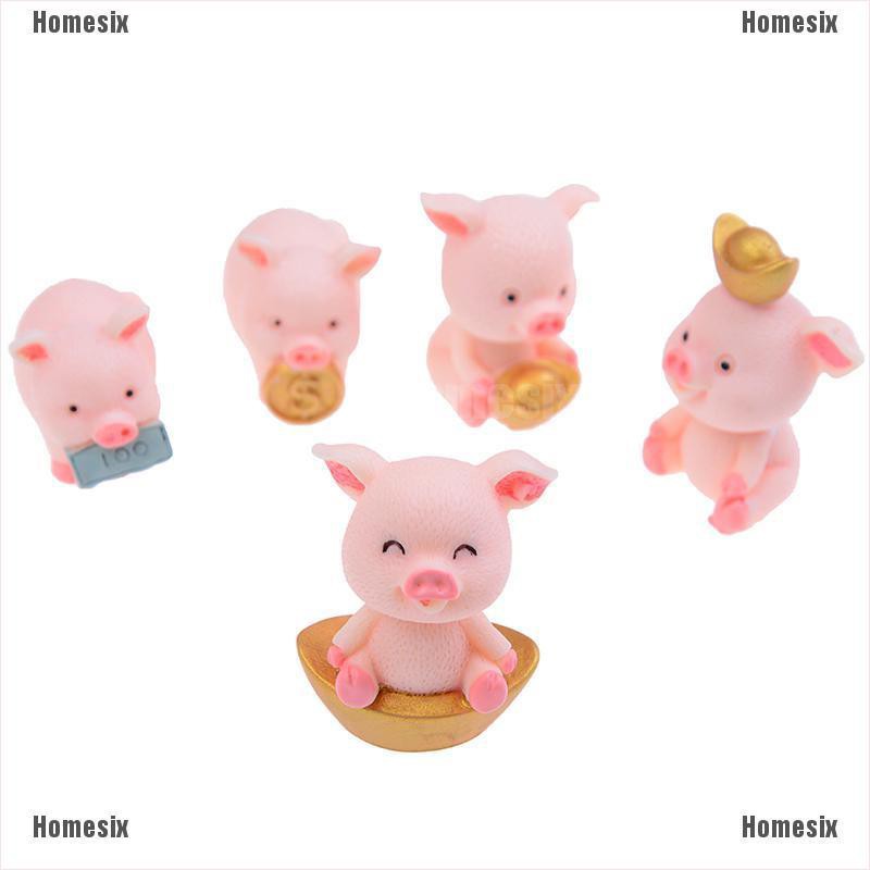 [HoMSI] 5pcs/set Cute Pig Miniature Animal Garden Decoration Diy Fairy Garden Decoration SUU