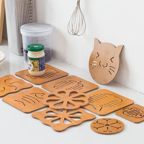 Miếng lót gỗ cách nhiệt bàn ăn, nhà bếp - Đế Lót Nồi Gỗ Clovershop68
