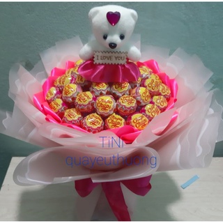 Bó hoa kẹo chupa chups + gấu