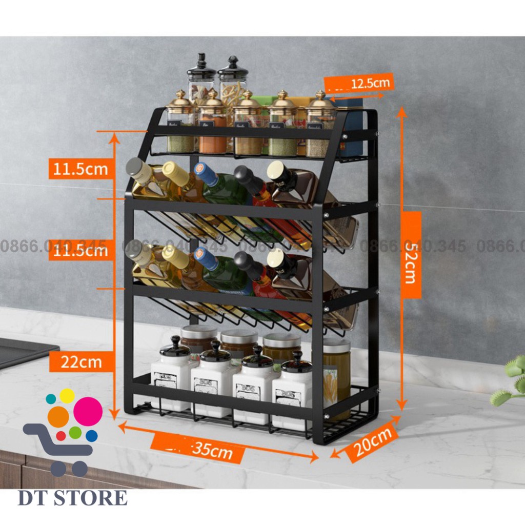 Kệ Chén Bát, Kệ Gia Vị Dán Tường Nhiều Tầng Chắc Chắn Sắp Xếp Gọn Gàng Gia Vị Phòng Bếp Inox Sơn tĩnh điện