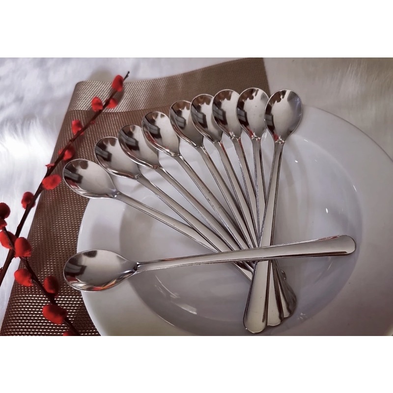Set 10 muỗng cà phê đá inox | Bộ thìa inox cán dài