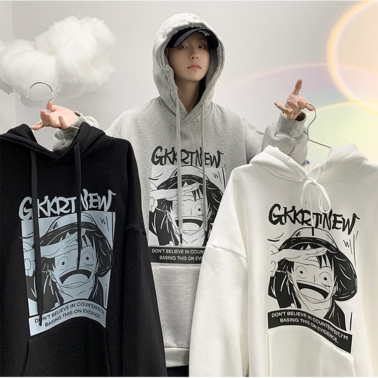 Áo hoodie áo 100% cotton tay dài in họa tiết One Piece thời trang Harajuku cho nam size m-5xl