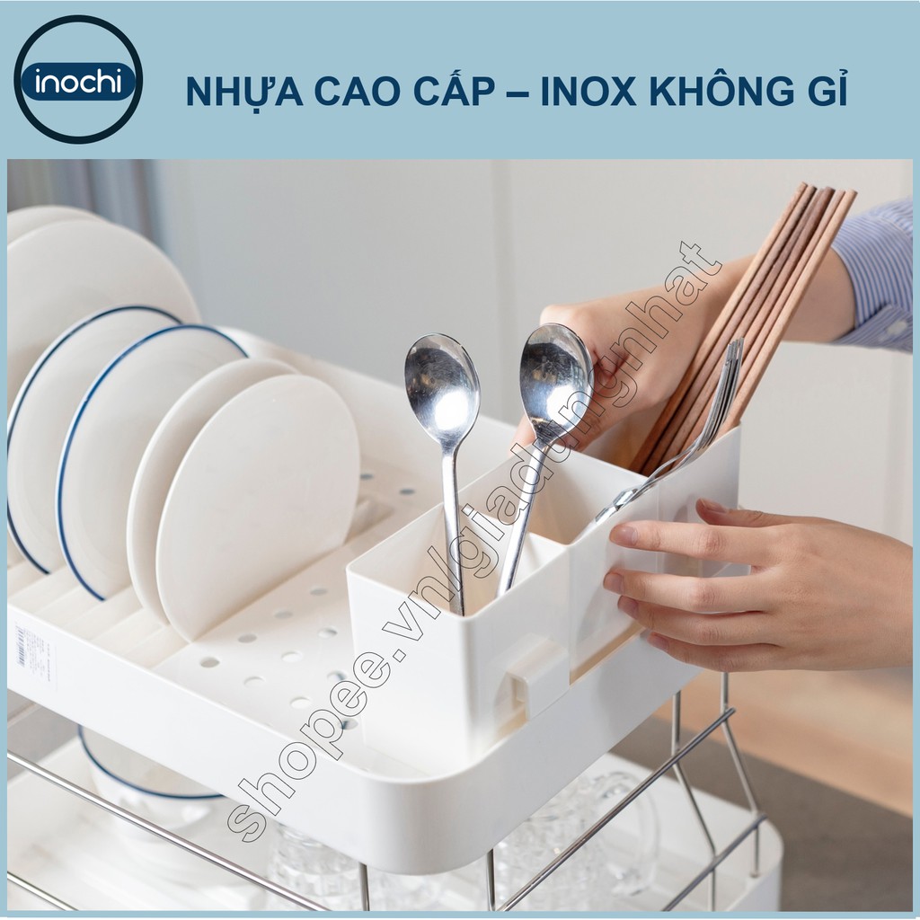 [Mã LTPAA28 giảm 15K đơn 149K] [Xuất Nhật] Kệ Chén Bát Đa Năng INOCHI 2 Tầng, Chất Liệu Nhựa Cao Cấp Có Khay Thoát Nước