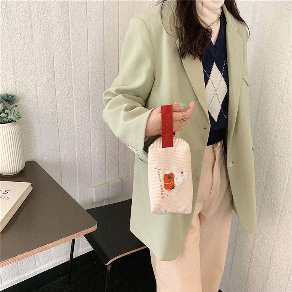 OCEANMAP Túi Đựng Mỹ Phẩm Có Khóa Kéo Thêu Hình Thỏ Dễ Thương Cho Bé Gái