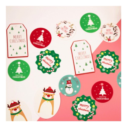 Set 10 tag gắn túi bánh, hộp bánh trang trí chủ đề Giáng sinh, noel, xmas