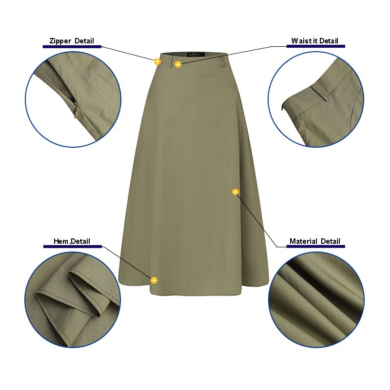 Chân váy ZANZEA cotton dài eo cao màu trơn cho nữ