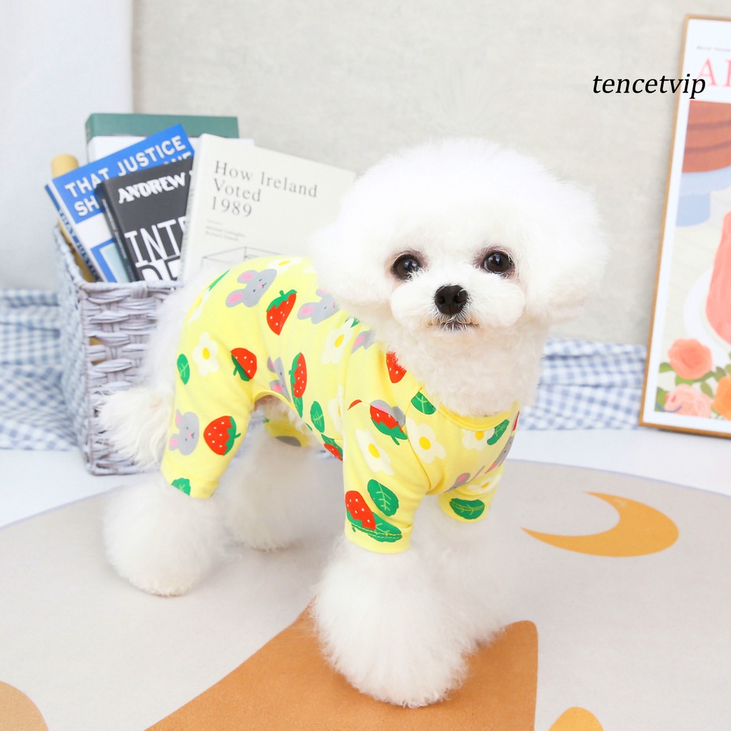 Bộ Áo Liền Quần Bốn Chân Siêu Mềm Thoáng Khí In Họa Tiết Hoạt Hình Dễ Thương Thời Trang Xuân Hè Cho Thú Cưng