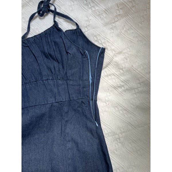 Váy yếm jean, bò dáng chữ A dài phong cách Hàn taobao order