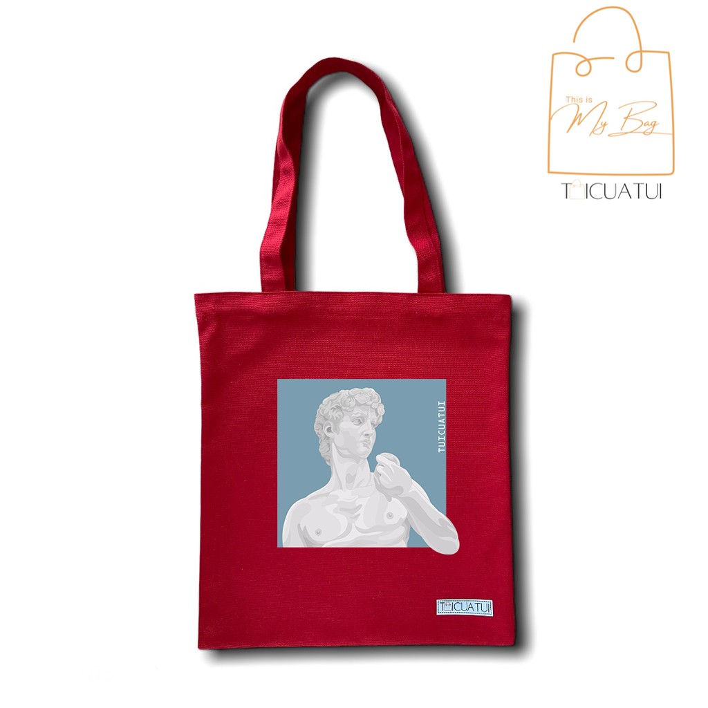 [TOTE BAG LOCAL BRAND] Túi Tote Unisex TUICUATUI Vải Canvas Mẫu In Statue of David Blue