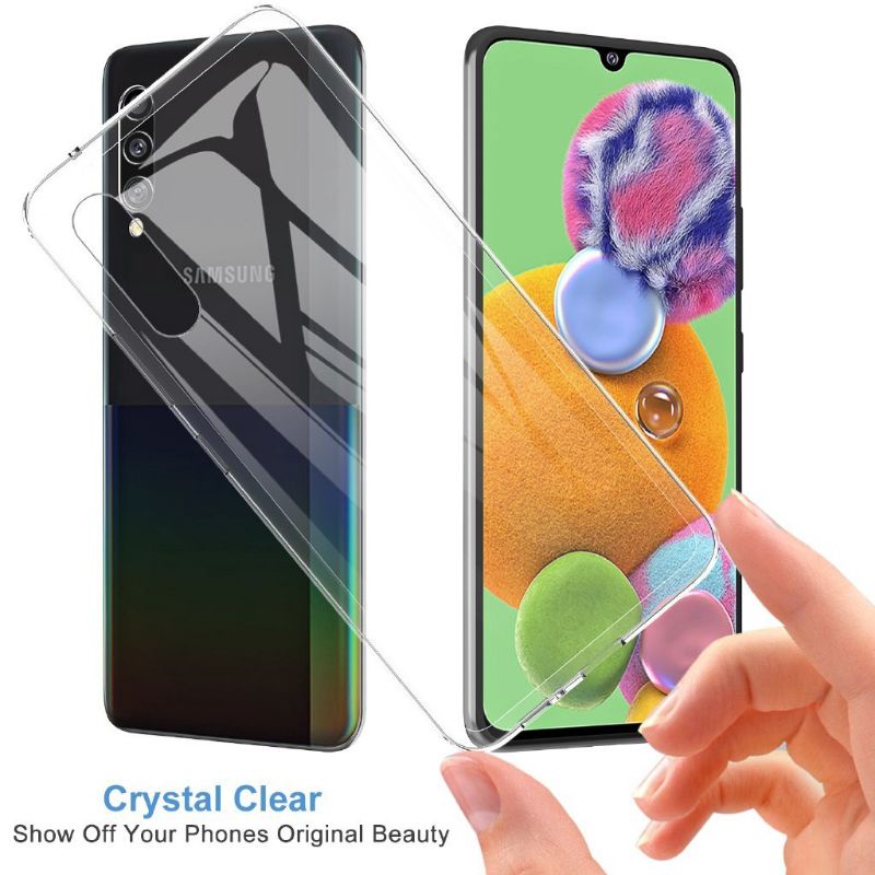 Ốp lưng dẻo và kính cường lực cho Samsung A90 5G Silicon trong suốt cao cấp