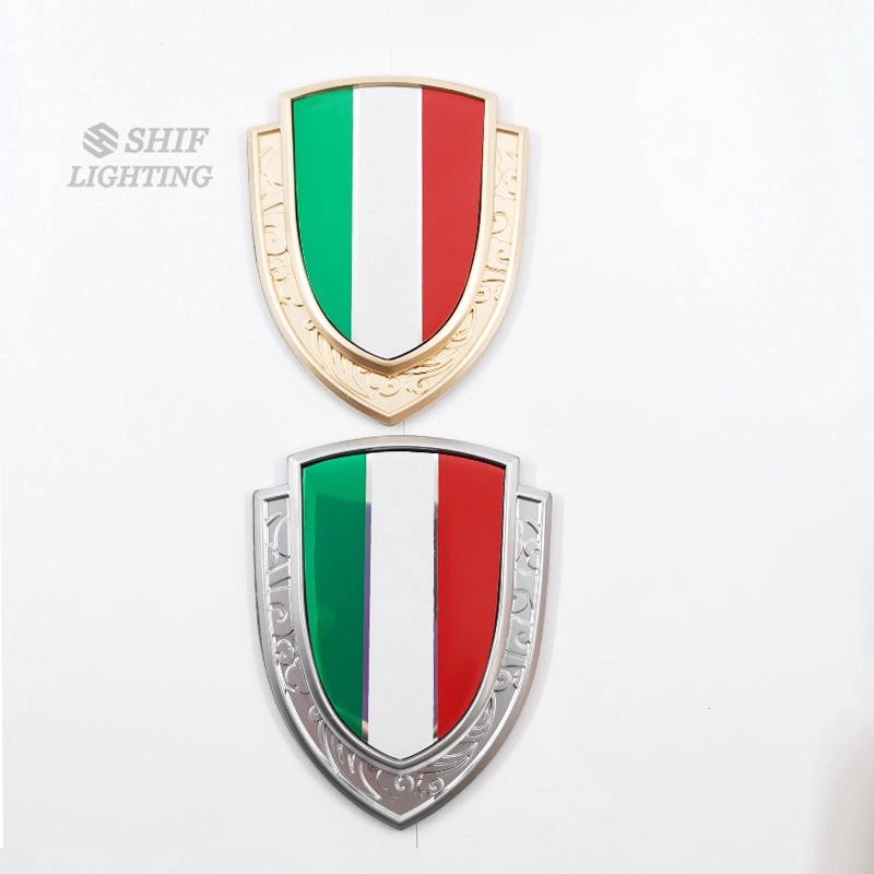 Huy hiệu kim loại cờ Ý trang trí sau xe ô tô