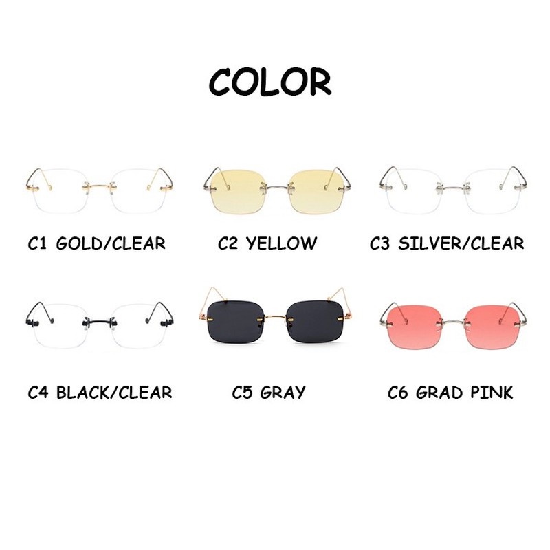 Kính mát không gọng chống ánh sáng xanh phong cách Hàn Quốc cổ điển thời trang cho nam và nữ