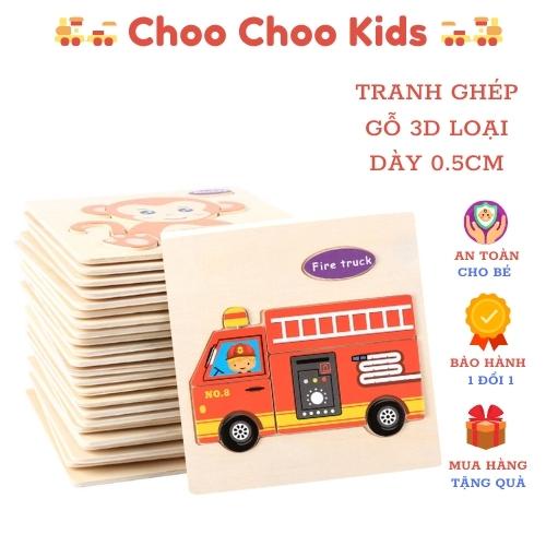 Tranh ghép gỗ 3D cho bé có tên tiếng anh, bộ đồ chơi xếp hình bằng gỗ loại 1 dày dặn nhiều hình ngộ nghĩnh ChooChooKids